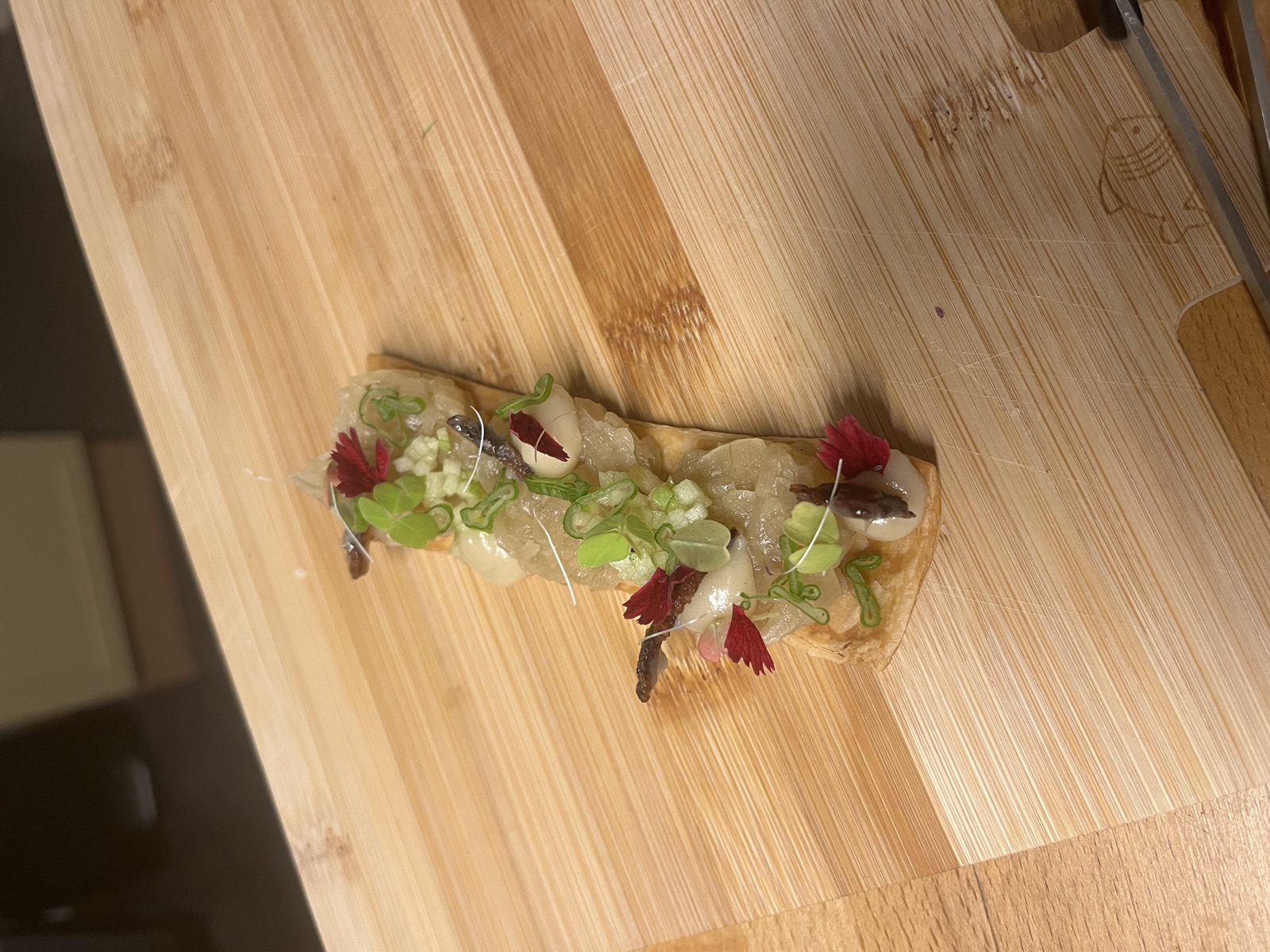 Bouchée feuilletée, oignon doux et morilles — réalisation de Camille